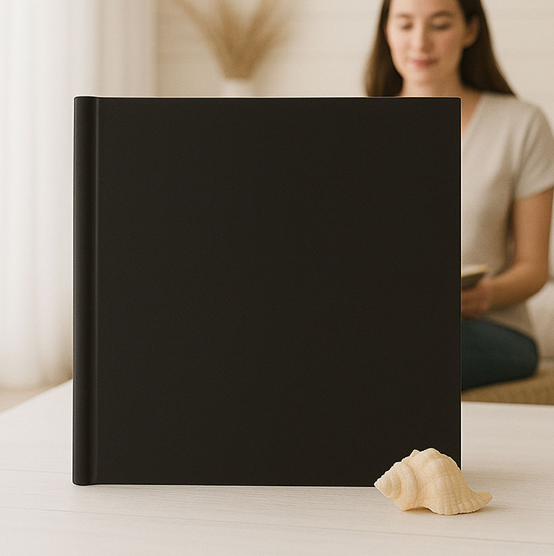 300x300 standard hardcover photobook with personalised photo cover design and hardcover finish