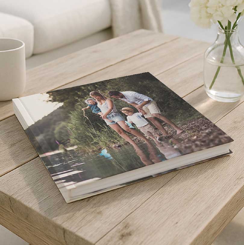 300x300mm personalised hardcover photobook with family pictures on cover design