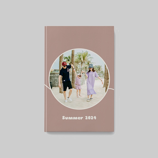 A4 portrait personalised hardcover photobook with boho AI theme design and custom photo layout