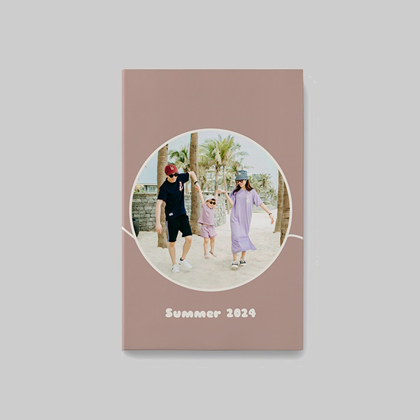 A4 portrait personalised softcover photobook with boho AI theme design and custom photo layout