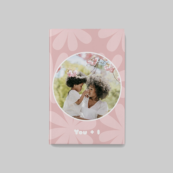 Botanic AI theme A4 portrait personalised hardcover photobook with custom photo cover and elegant botanical design elements