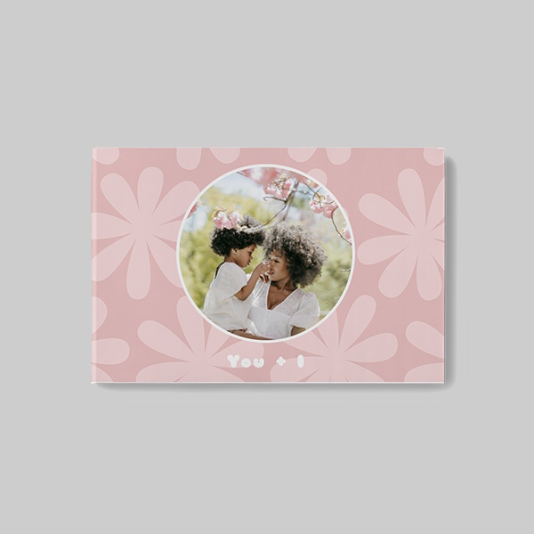 Botanic AI theme A5 landscape personalised softcover photobook with custom photo cover and botanical design elements