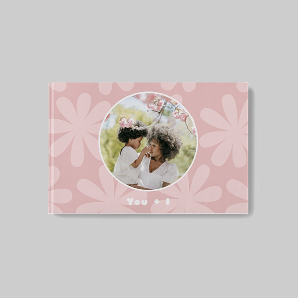 Botanic AI theme landscape personalised hardcover photobook with custom photo cover and elegant botanical design elements