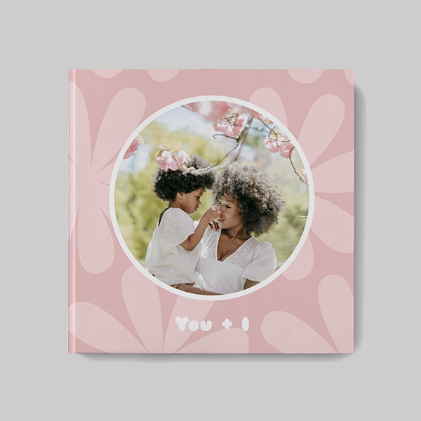 Botanic AI theme square personalised hardcover photobook with custom photo cover and elegant botanical design elements