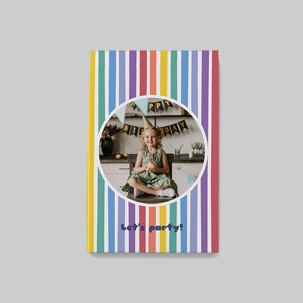 Colourfull AI theme A4 portrait personalised softcover photobook with colourful vibrant design and custom photo pages