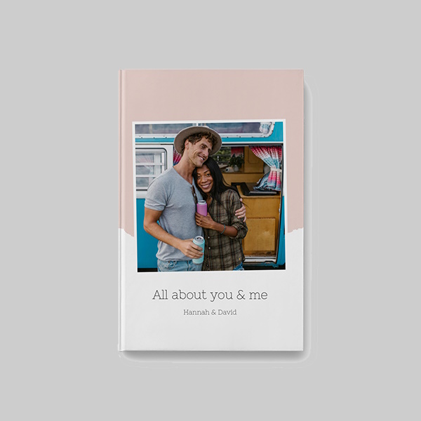 Love Scrapbook AI theme A4 portrait personalised hardcover photobook with romantic scrapbook-style design and personalised photo pages