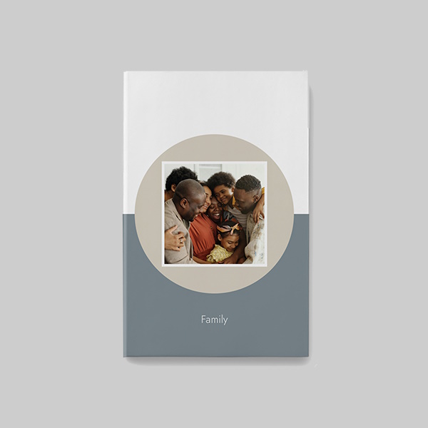 Neutral AI theme A4 portrait personalised softcover photobook with modern minimalist design