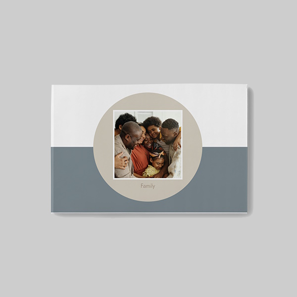 Neutral AI theme A5 landscape personalised softcover photobook with minimalist design