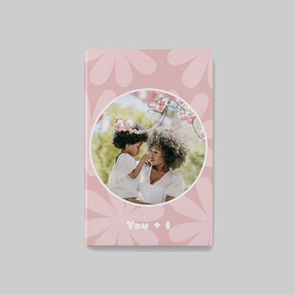 Botanic AI theme A4 portrait personalised softcover photobook with custom photo cover and elegant botanical design layout elements