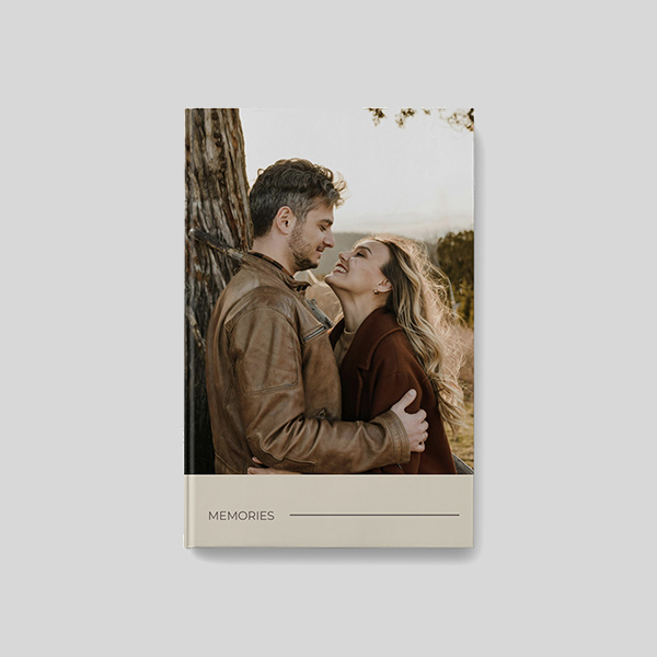 Simple Neutral AI theme A4 portrait personalised hardcover photobook with minimal neutral design and personalised photo pages
