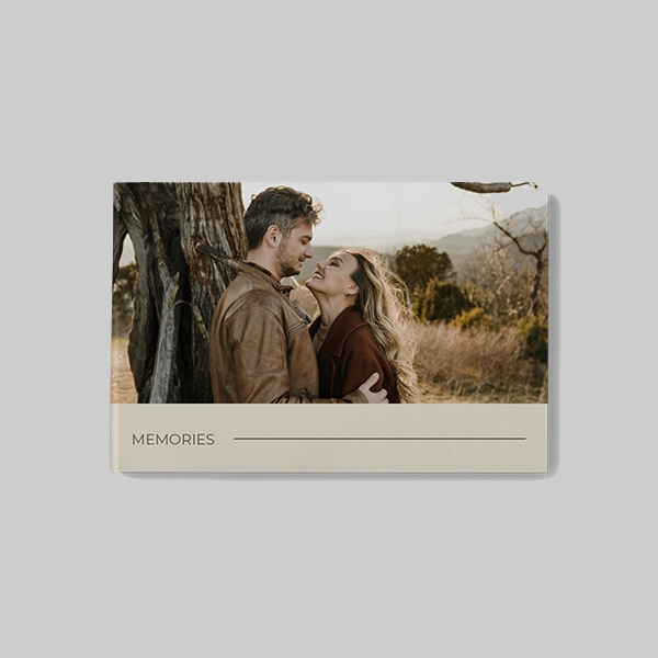 Simple Neutral AI theme A5 landscape personalised softcover photobook with minimal neutral design and custom photo pages