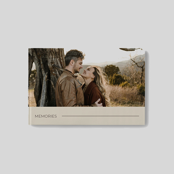 Simple Neutral AI theme landscape personalised hardcover photobook with minimal neutral design and personalised photo pages