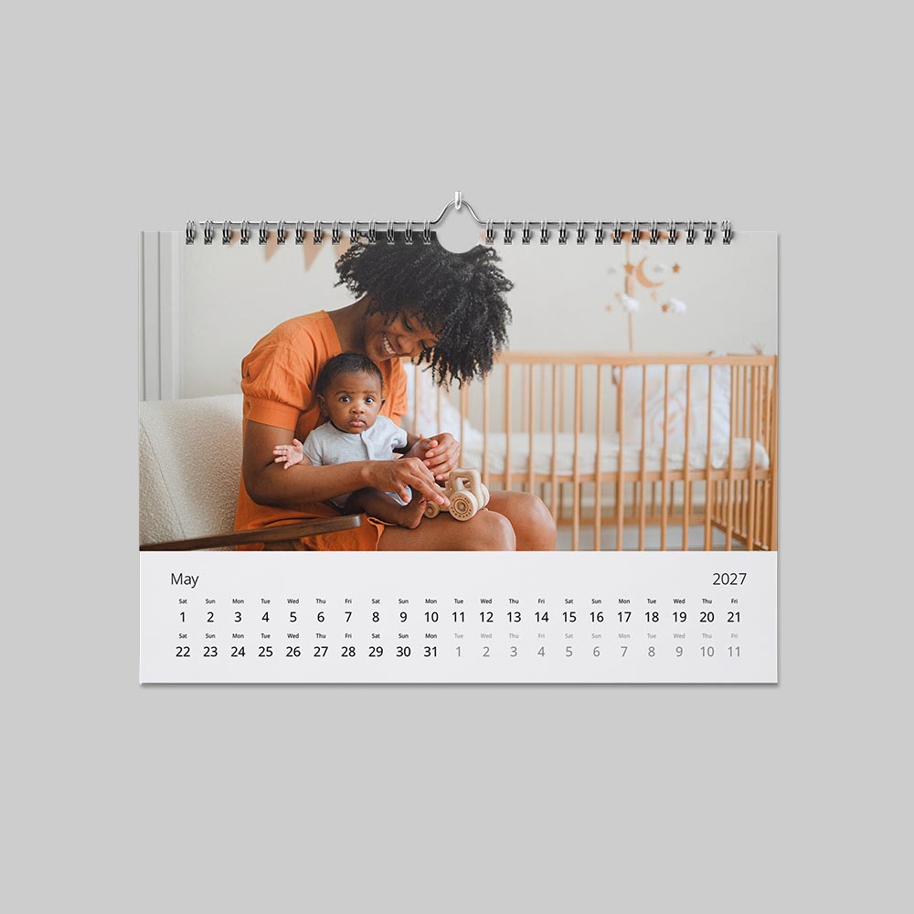 A3 landscape panoramic simple themed personalised calendar design