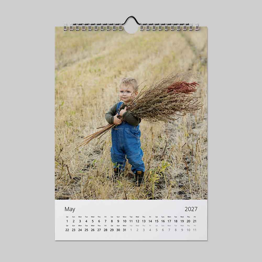 A4 portrait panoramic simple themed personalised calendar design