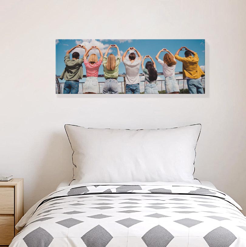 300x900mm stretched canvas print with photo of best friends sitting together and staring at the sky