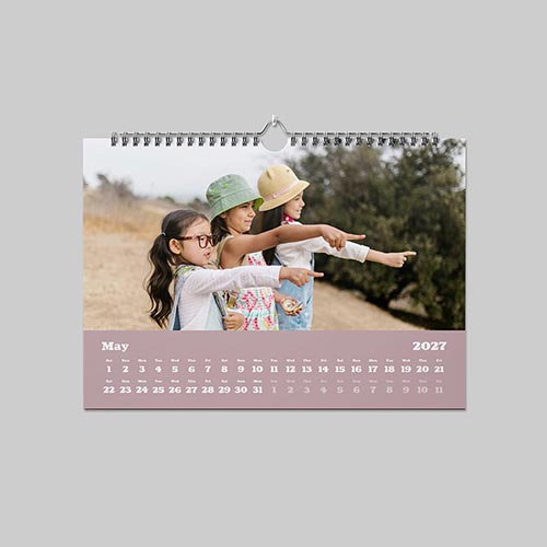 A3 landscape panoramic boho themed personalised photo calendar with wide panoramic images and bohemian inspired design