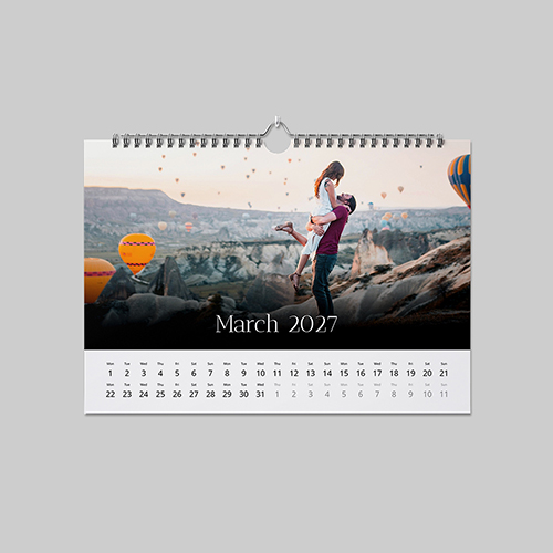 A3 landscape panoramic classic fade themed personalised photo calendar with soft gradient design and custom images.