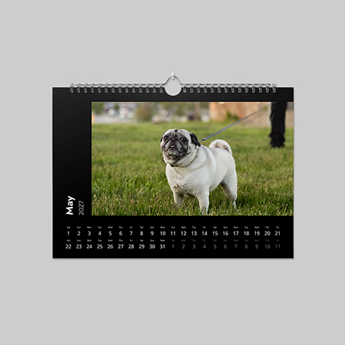 A3 landscape panoramic modern crest themed personalised calendar design