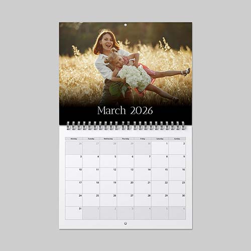 A4 landscape classic fade themed personalised photo calendar with soft gradient design and custom images.