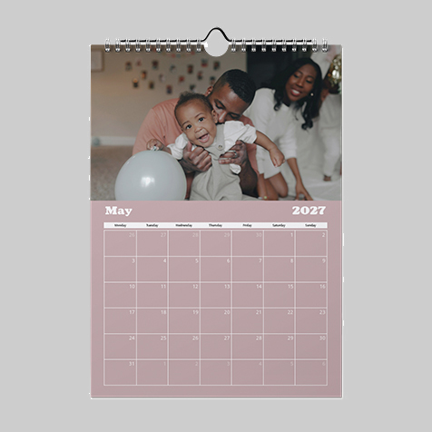 A4 portrait boho themed personalised photo calendar with custom images and elegant bohemian design elements