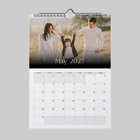 A4 portrait classic fade themed personalised photo calendar with soft gradient design and custom images.