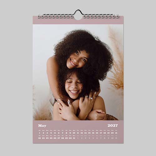 A4 portrait panoramic boho themed personalised photo calendar with wide panoramic images and bohemian design style