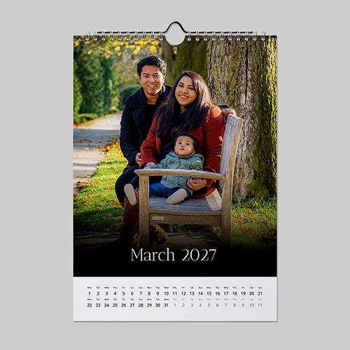 A4 portrait panoramic classic fade themed personalised photo calendar with custom images and soft gradient design.