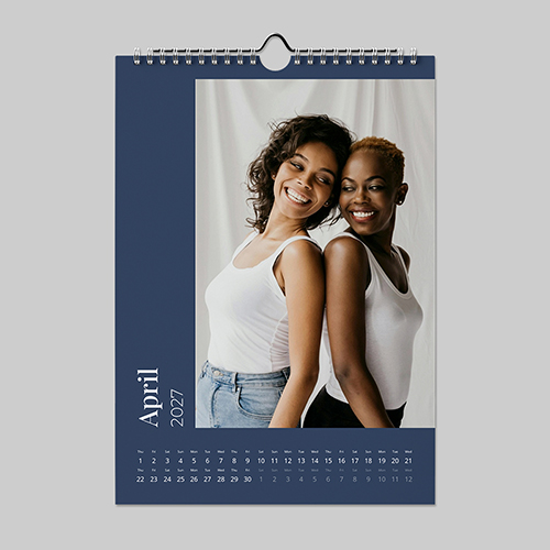 A4 portrait panoramic modern themed personalised calendar design