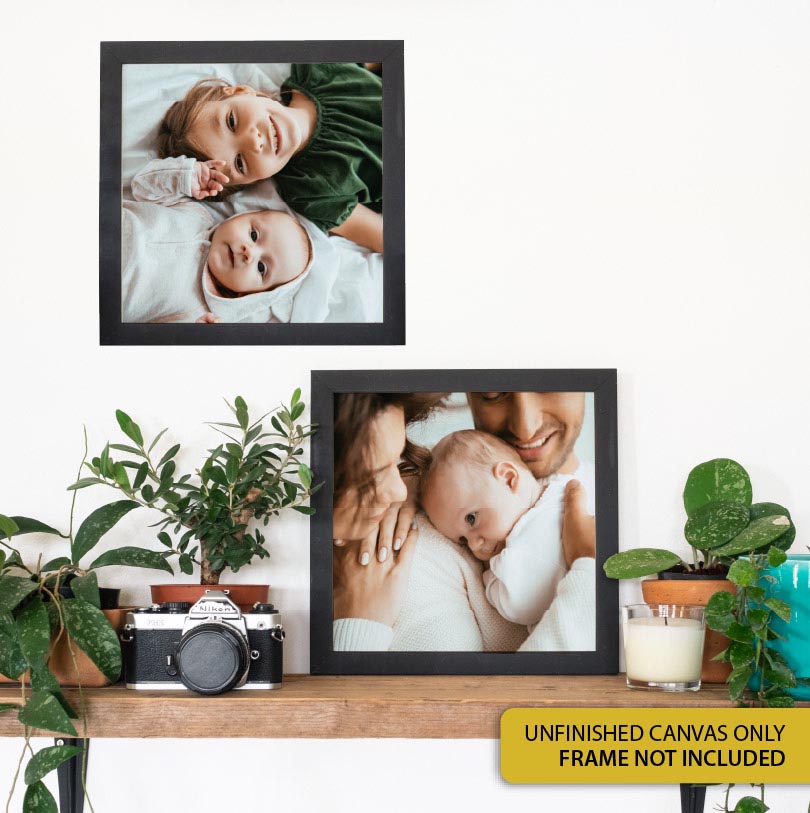 200x200mm unfinished canvas set of 2 blank canvases for painting or personalised photo printing