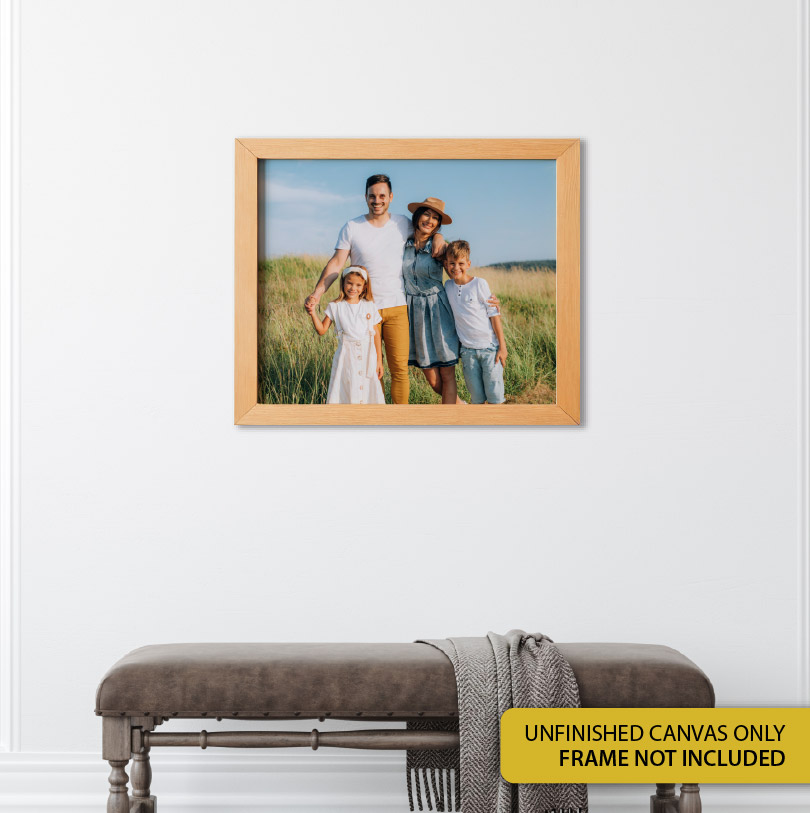 400x500mm unfinished canvas with family in field photo for personalised wall art or DIY canvas print display