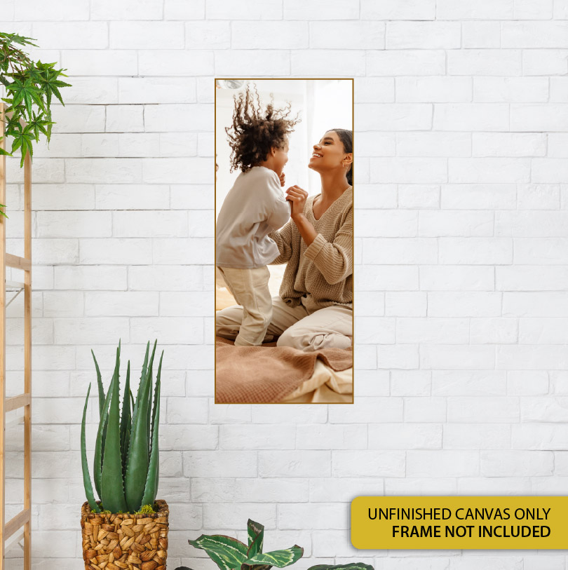 400x900mm unfinished canvas with mother and daughter playing photo for personalised family wall art or canvas print display