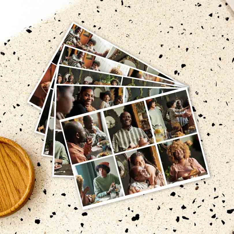 A3 collage sheet with various family photos arranged in a photo montage layout for personalised print display