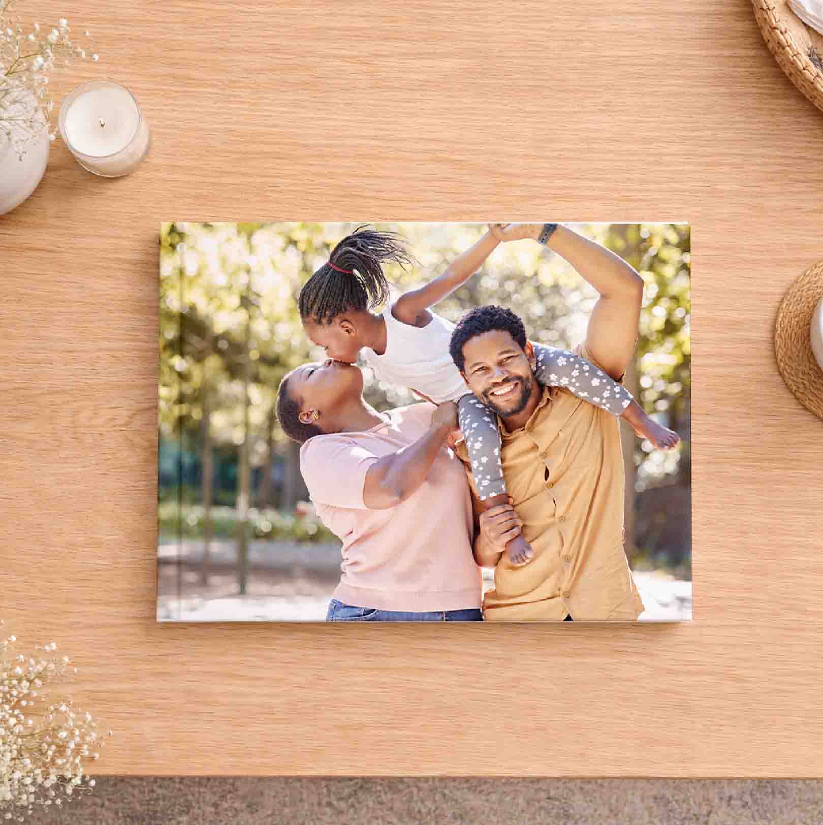 A4 landscape personalised hardcover photobook with photographic finish and family photo on cover design