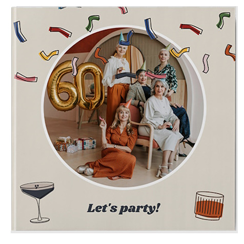 AI themed photobooks with a party theme, featuring personalised photo albums designed to showcase celebration memories and festive event photography.