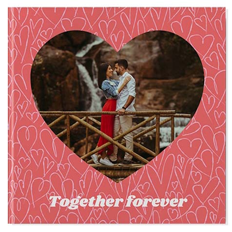 AI themed photobooks with a romance theme, featuring personalised photo albums designed to showcase romantic memories and love story photography.