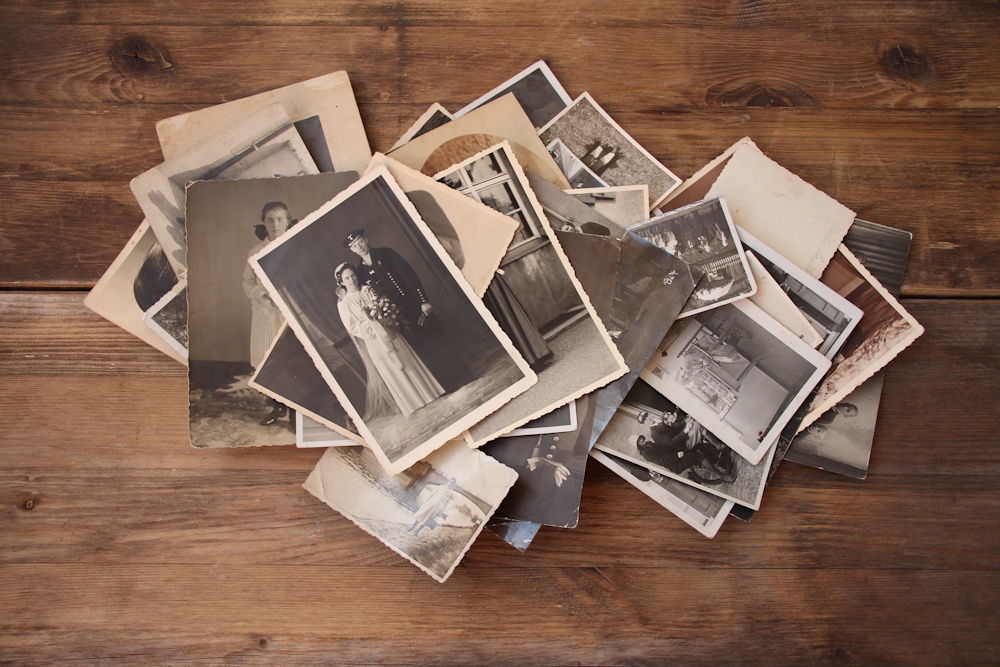 Scanned vintage family photographs arranged for creating a custom Photo2Print photobook