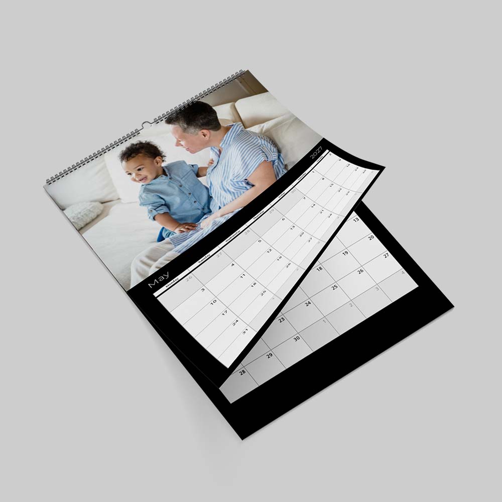 Minimalist Black Themed Photo Calendar Collection Personalised minimalist black themed calendar collection with custom family photos and earthy modern design