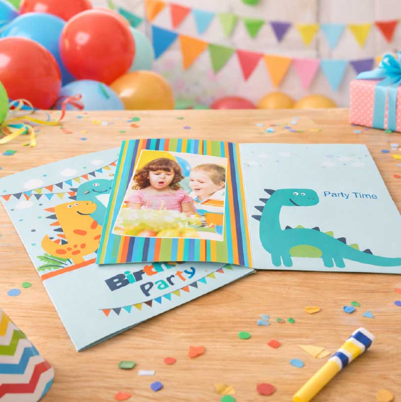 Personalised greeting cards for various events and occasions, featuring custom designs and photo-based layouts.