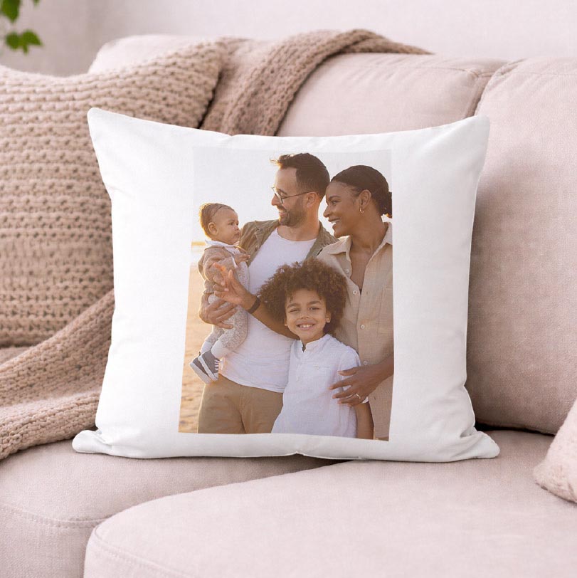 Personalised cushion with family photo printed on fabric gift cushion for home décor or special occasions