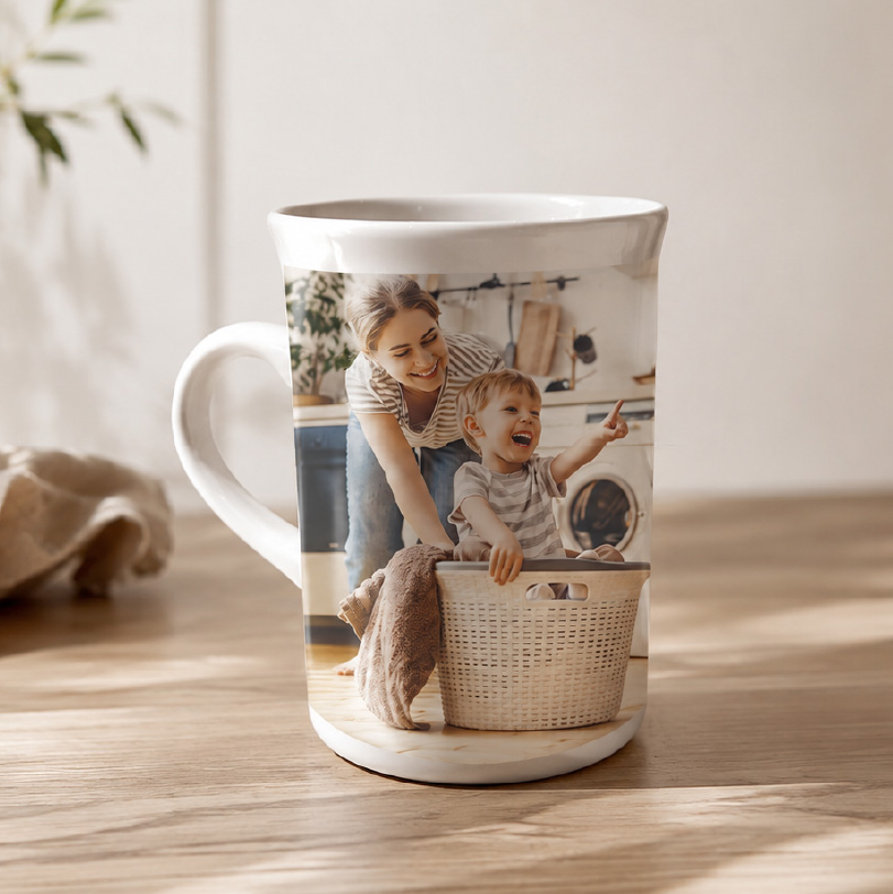 Personalised tea mug with mother and daughter photo printed on ceramic gift drinkware