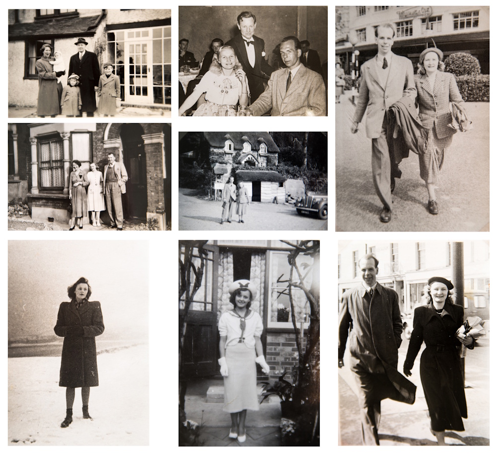 Scanned vintage family photographs arranged for creating a custom Photo2Print photobook